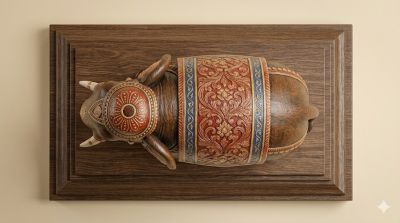 Intricately Painted Kandyan Era Elephant Statue (Wood) 4